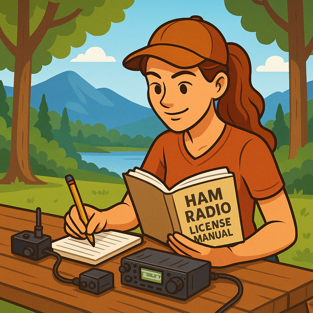 Person studying for their ham radio license